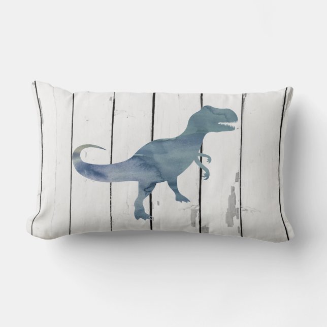 Blue Trex Dinosaur Shiplap Rustiek Decor Kussen (Voorkant)