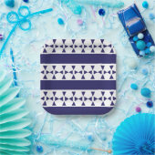 Blue Triangle Stripes Verjaardag Papieren Bordje (Feest)