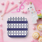 Blue Triangle Stripes Verjaardag Papieren Bordje (Feest)