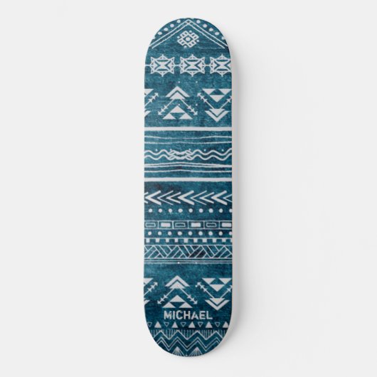 Blue Tribal Abstract Geometric Pattern Aangepaste  Persoonlijk Skateboard (Voorkant)