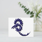 Blue Tribal Dragon Briefkaart (Staand voorkant)
