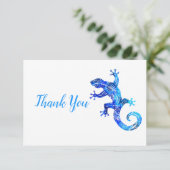 Blue Tribal Gecko Bedankkaart (Staand voorkant)