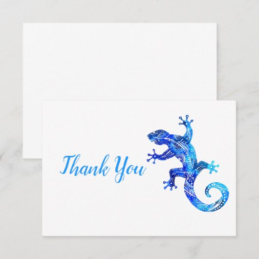 Blue Tribal Gecko Bedankkaart (Voorkant / Achterkant)