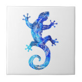 Blue Tribal Gecko Tegeltje (Voorkant)