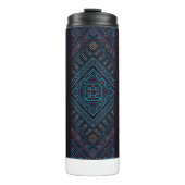 Blue Tribal Geometric Pattern Thermal Tumbler Thermosbeker (Voorkant)