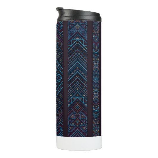 Blue Tribal Geometric Pattern Thermal Tumbler Thermosbeker (Geroteerd rechts)