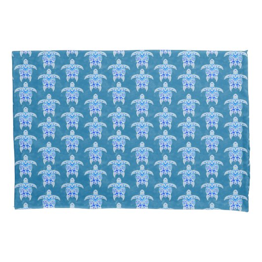 Blue Tribal Honu Sea Turtles Kussensloop (Voorkant)