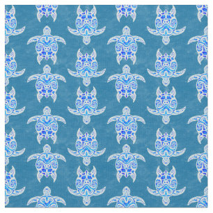 Blue Tribal Honu Sea Turtles Stof