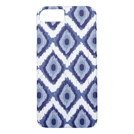 Blue Tribal Ikat Diamond White Chevron Case-Mate iPhone Case (Achterkant)