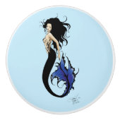 Blue Tribal Mermaid Keramische Knop (Voorkant)