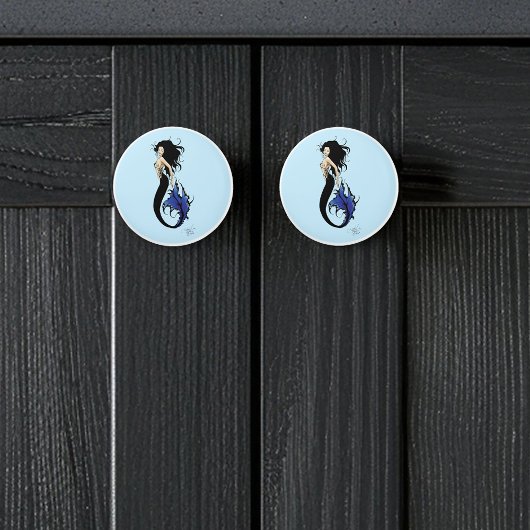 Blue Tribal Mermaid Keramische Knop