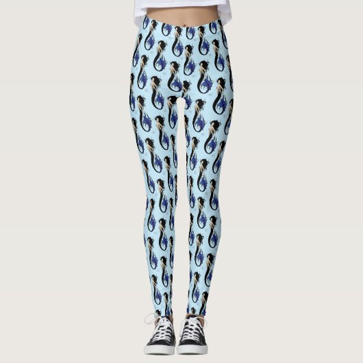 Blue Tribal Mermaid Leggings (Voorkant)