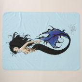 Blue Tribal Mermaid Sherpa Deken (Voorkant (horizontaal))