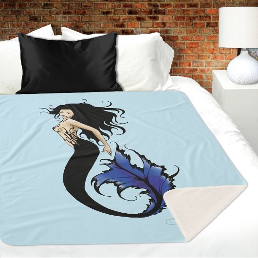 Blue Tribal Mermaid Sherpa Deken