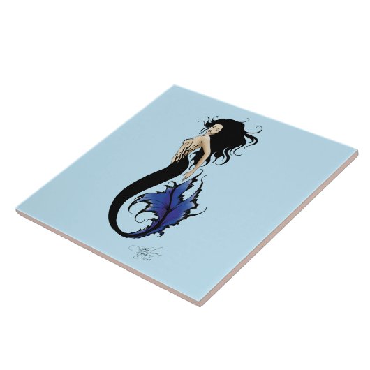 Blue Tribal Mermaid Tegeltje (Zijkant)