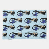 Blue Tribal Mermaid Theedoek (Horizontaal)