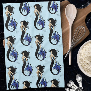 Blue Tribal Mermaid Theedoek