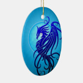 Blue Tribal Phoenix Keramisch Ornament (Rechts)