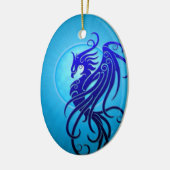 Blue Tribal Phoenix Keramisch Ornament (Links)