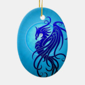 Blue Tribal Phoenix Keramisch Ornament (Achterkant)
