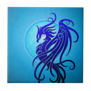 Blue Tribal Phoenix Tegeltje