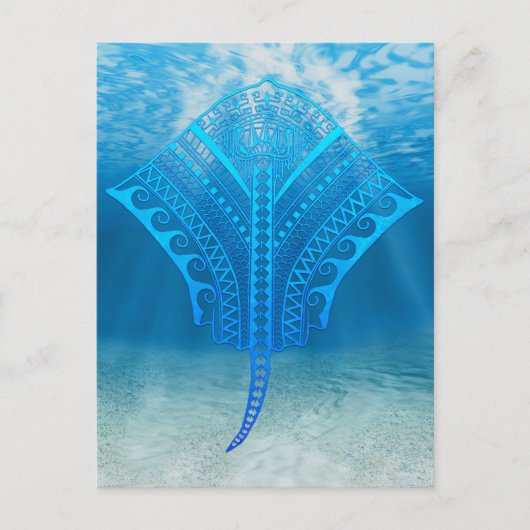 Blue Tribal Stingray Briefkaart (Voorkant)