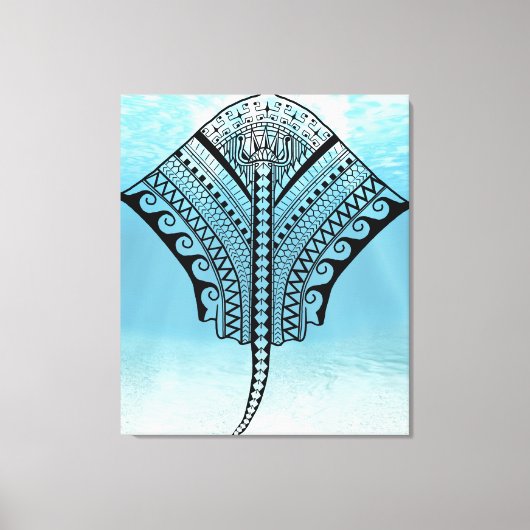 Blue Tribal Stingray Canvas Afdruk (Voorkant)