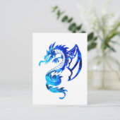 Blue Tribal Tattoo Dragon Briefkaart (Staand voorkant)