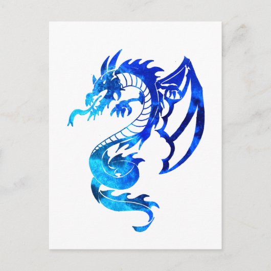 Blue Tribal Tattoo Dragon Briefkaart (Voorkant)