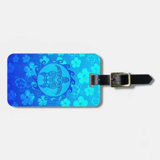 Blue Tribal Turtle Sun Bagagelabel (Voorkant horizontaal)