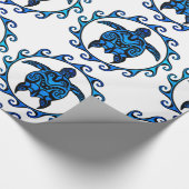 Blue Tribal Turtle Sun Cadeaupapier (Hoek)