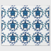 Blue Tribal Turtle Sun Cadeaupapier (Vlak)