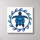 Blue Tribal Turtle Sun Canvas Afdruk (Voorkant)