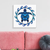 Blue Tribal Turtle Sun Canvas Afdruk (Insitu (Woonkamer))