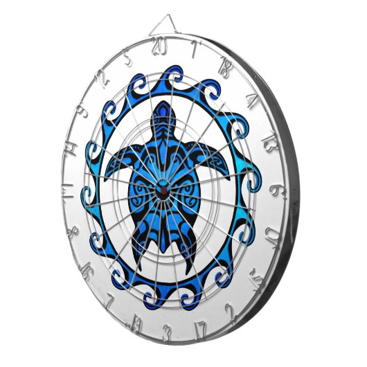 Blue Tribal Turtle Sun Dartbord (Voorkant Rechts)