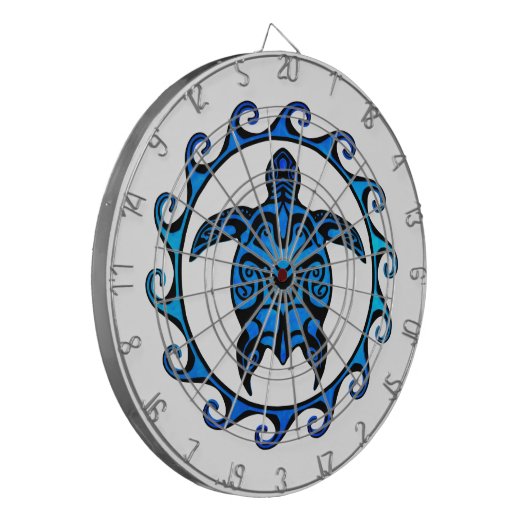 Blue Tribal Turtle Sun Dartbord (Voorkant Links)