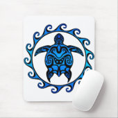 Blue Tribal Turtle Sun Muismat (Met muis)