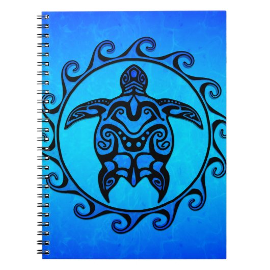 Blue Tribal Turtle Sun Notitieboek (Voorkant)