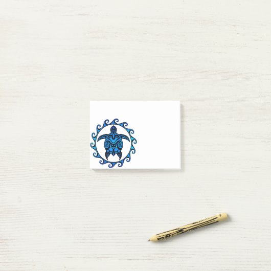 Blue Tribal Turtle Sun Post-it® Notes (Op bureau)