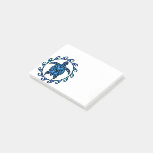 Blue Tribal Turtle Sun Post-it® Notes (Schuin)