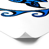 Blue Tribal Turtle Sun Poster (Hoek)