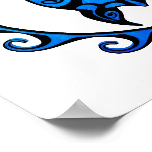 Blue Tribal Turtle Sun Poster (Hoek)