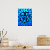 Blue Tribal Turtle Sun Poster (Keuken)