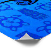 Blue Tribal Turtle Sun Poster (Hoek)
