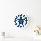 Blue Tribal Turtle Sun Ronde Klok (Huis)