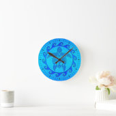 Blue Tribal Turtle Sun Ronde Klok (Huis)