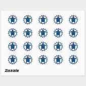 Blue Tribal Turtle Sun Ronde Sticker (Vel)