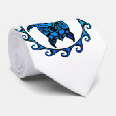 Blue Tribal Turtle Sun Stropdas (Opgerold)