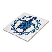 Blue Tribal Turtle Sun Tegeltje (Zijkant)