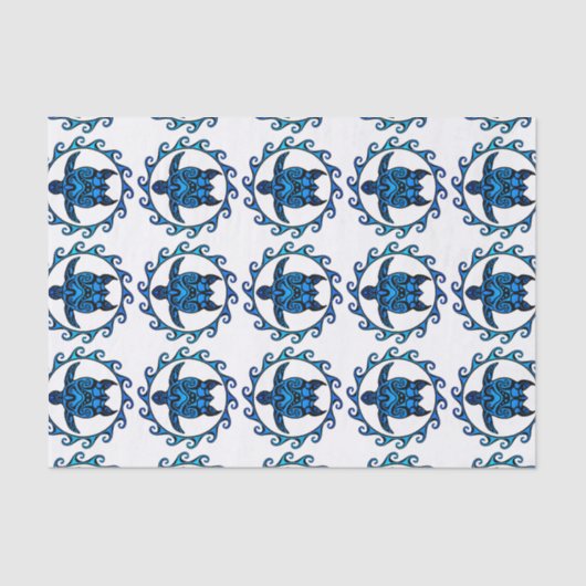 Blue Tribal Turtle Sun Tissuepapier (Voorkant)